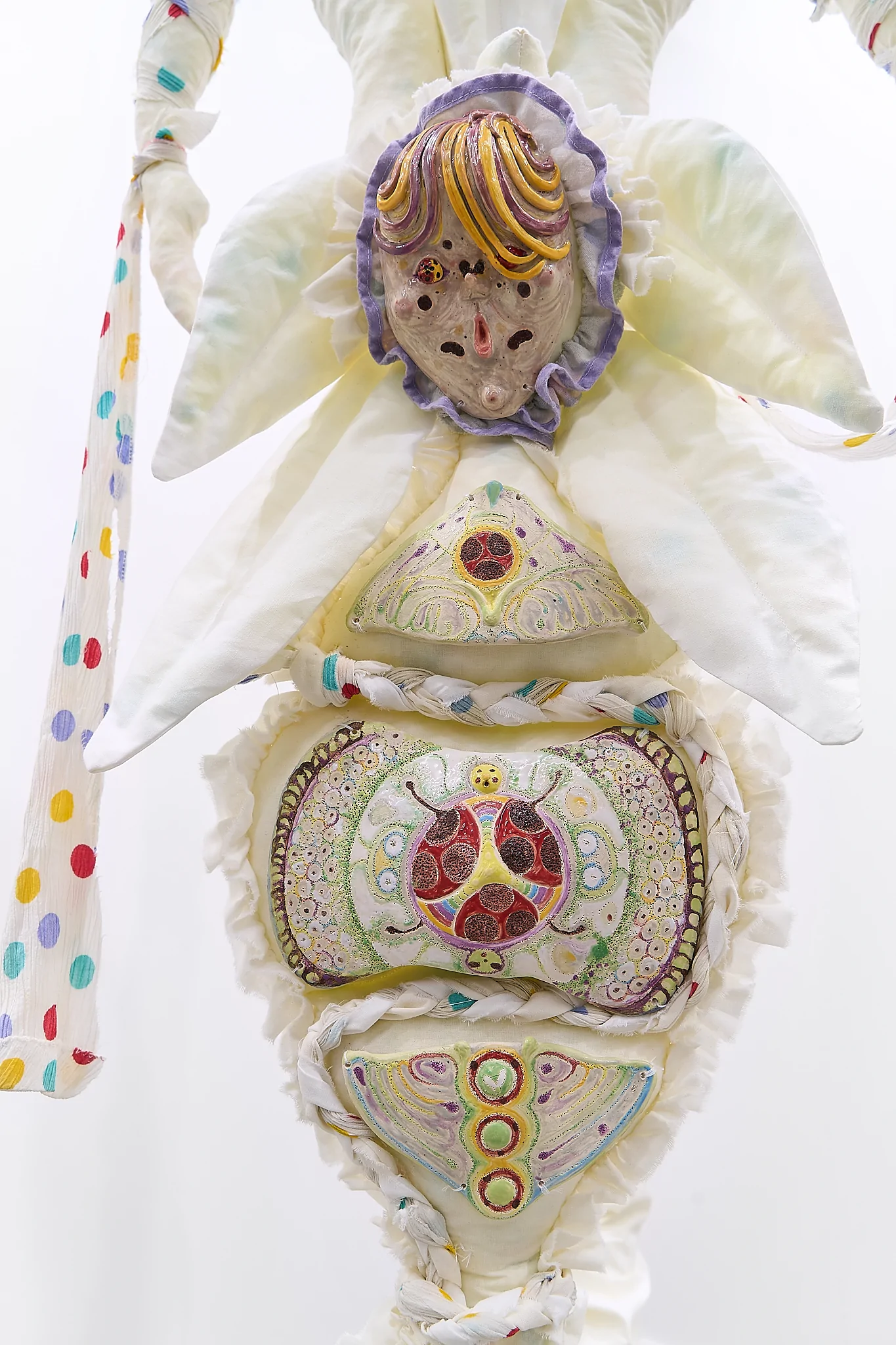 9. Mara Verhoogt, The Thaw of Spring, detail, 2025, textile, glazed ceramic, metal, 197x90 cm (1)